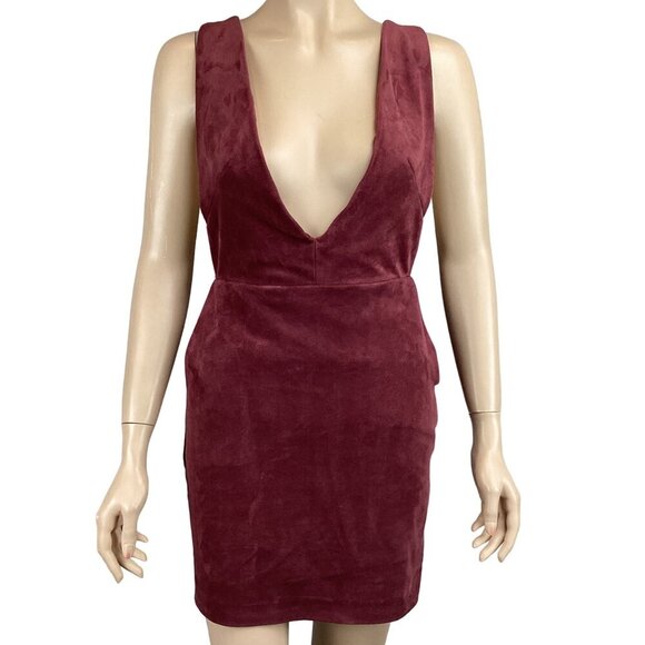 Endless Rose Size XS Burgundy Velvet Plunge Neck Sleeveless Mini Dress Xsmall‎ - Picture 1 of 10